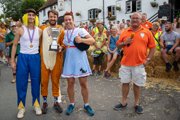 Great Cheverell Soapbox Derby Finish Line in 2022