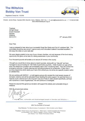 Letter from the wiltshire bobby van trust